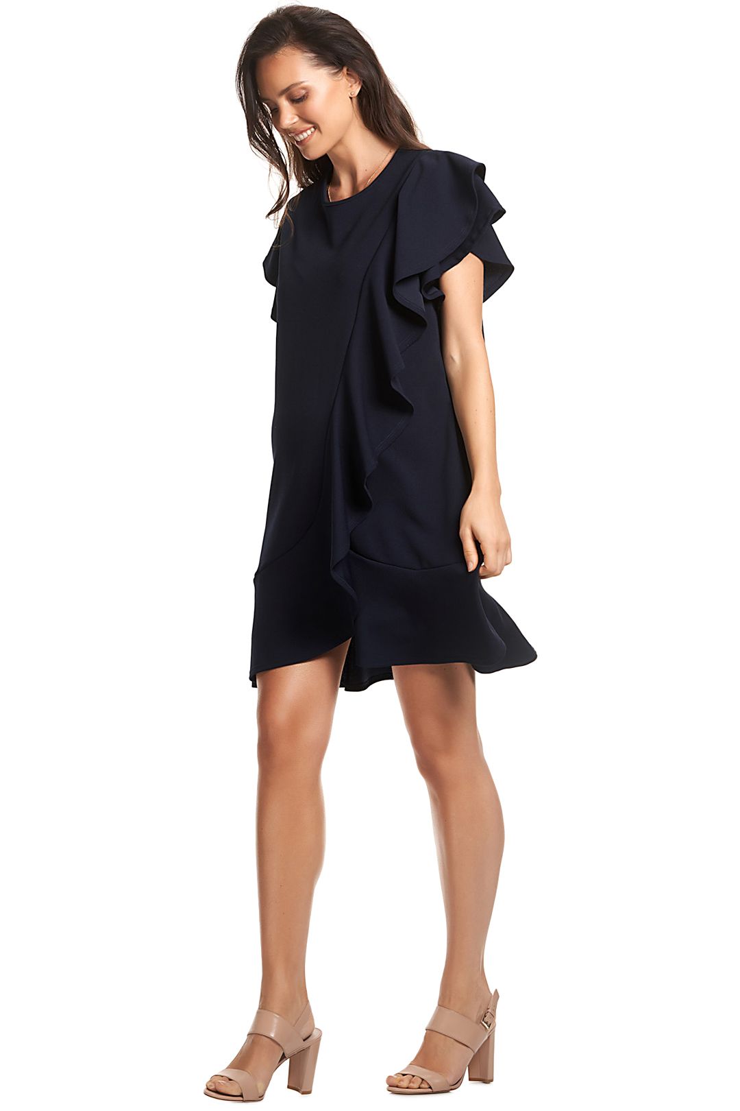 Sarah Ruffle Dress - Navy by Soon Maternity for Hire | GlamCorner