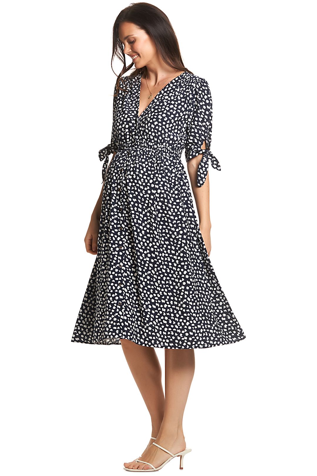 Soon-Maternity-Zippi-Dress-Navy-Speck-Front