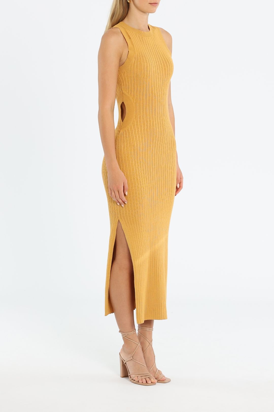 SOVERE Circa Knit Midi Dress Mango Cutout