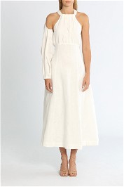 SOVERE Depart Removable Sleeve Midi Dress Ivory