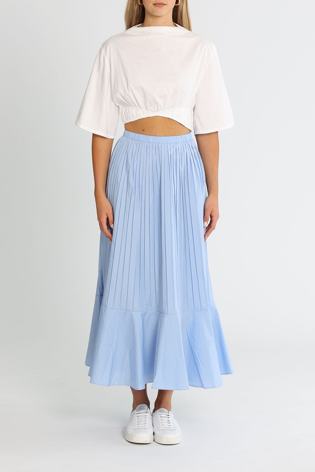 Pleated midi skirt light blue online