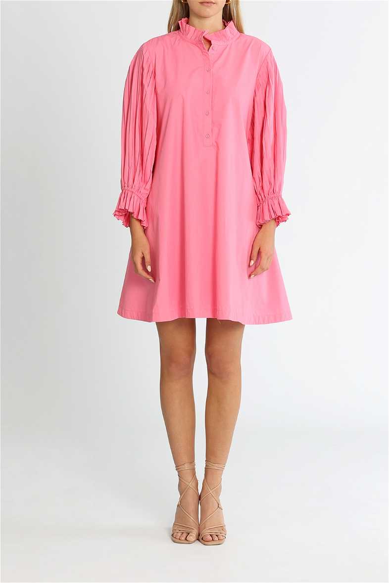 Hire Focus Pleat Smock Dress in Pink | SOVERE | GlamCorner