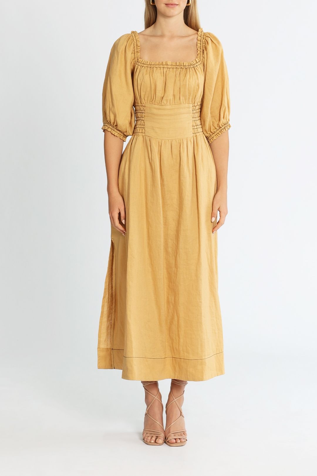 Hire Level Midi Dress in Honey SOVERE GlamCorner