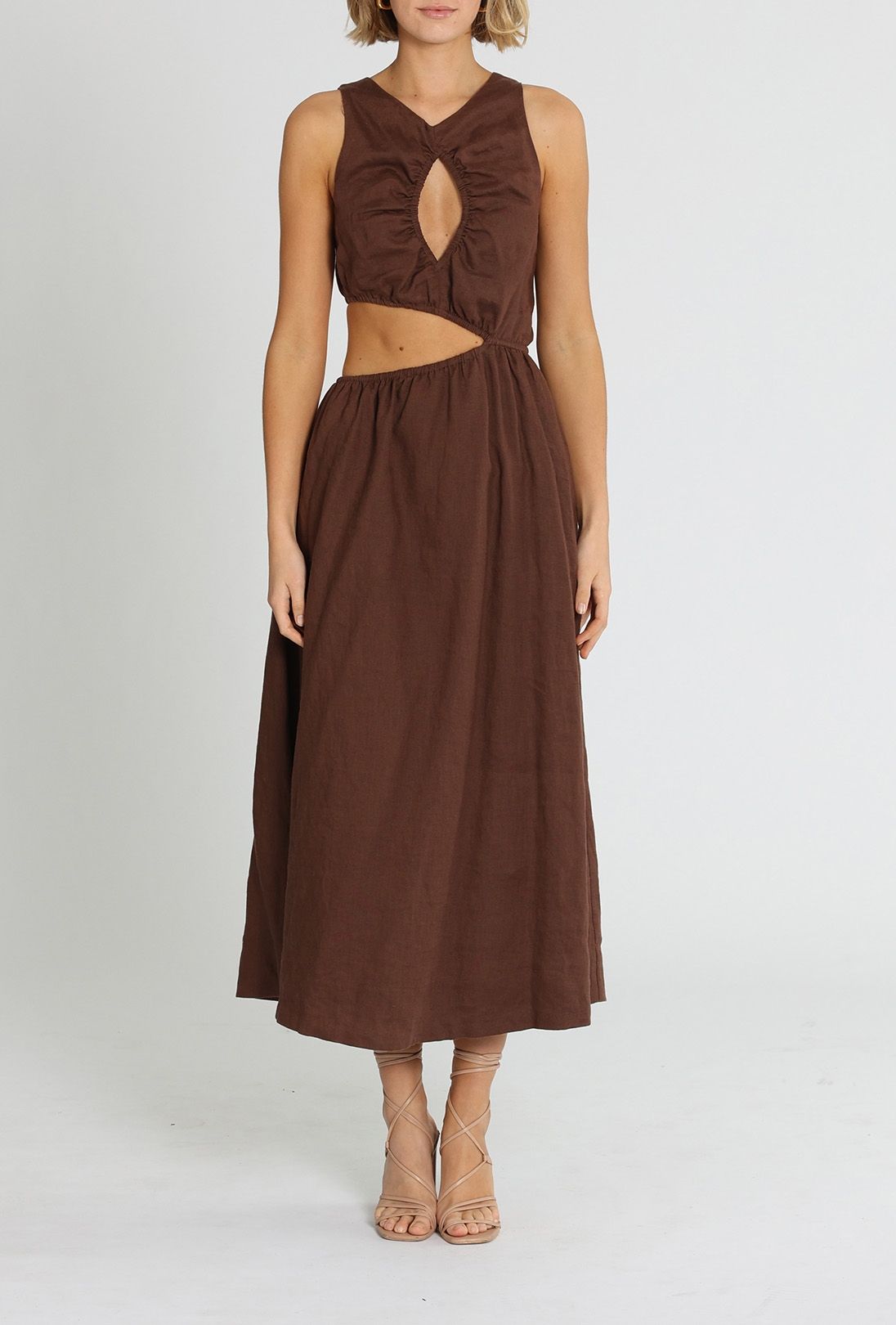 Hire Mode Midi Dress in Brown | Sovere | GlamCorner