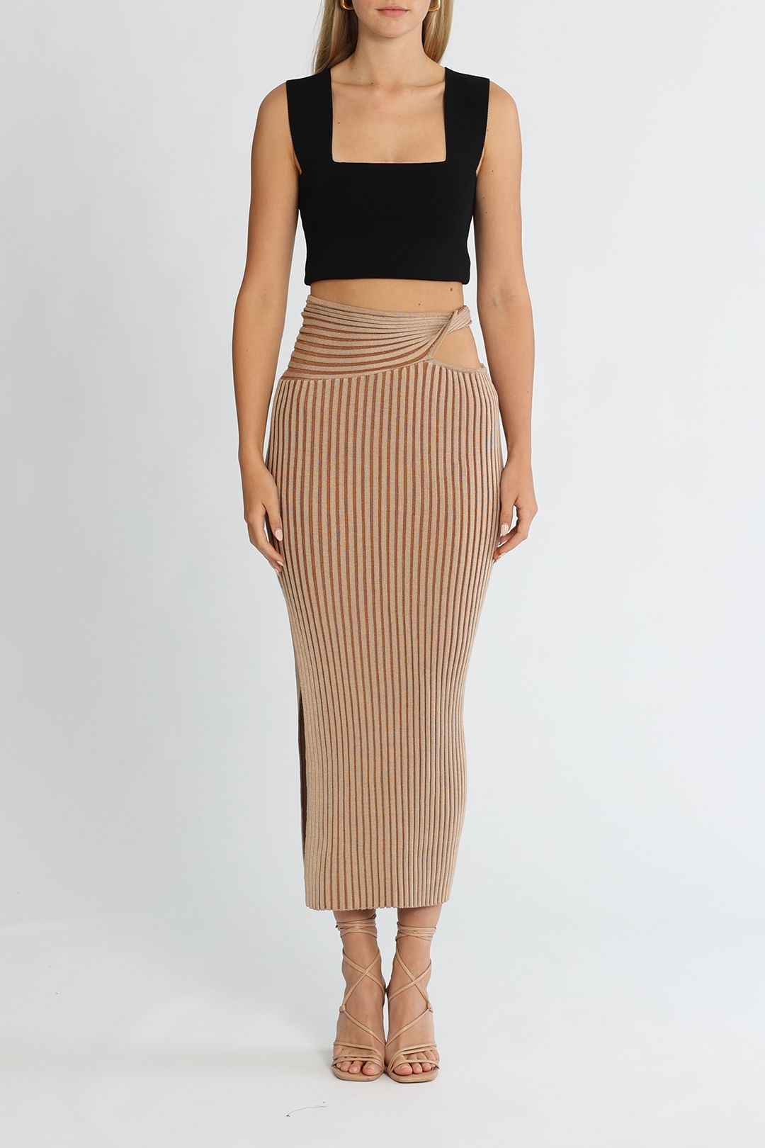 SOVERE Pivot Knit Midi Skirt Copper