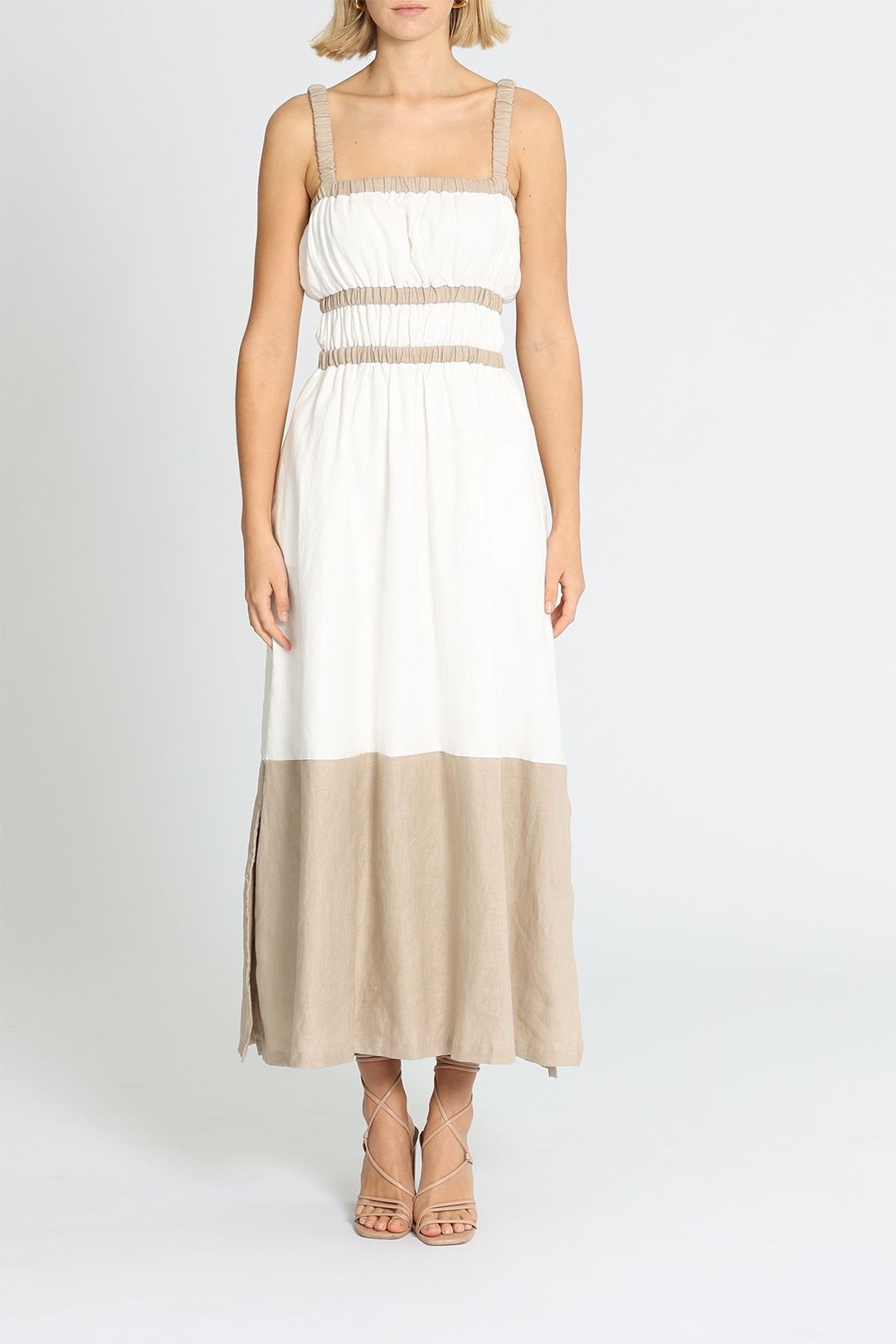SOVERE Rally Reversible Midi Dress Chai Latte