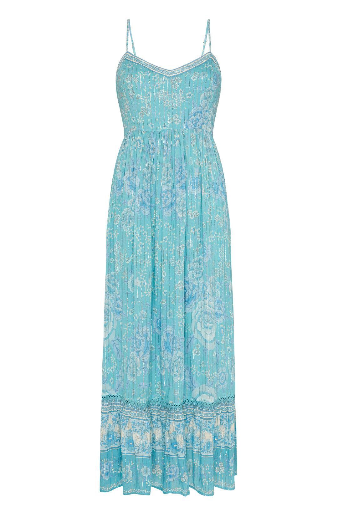 Spell Mystic Strappy Maxi Dress Turquoise V neck