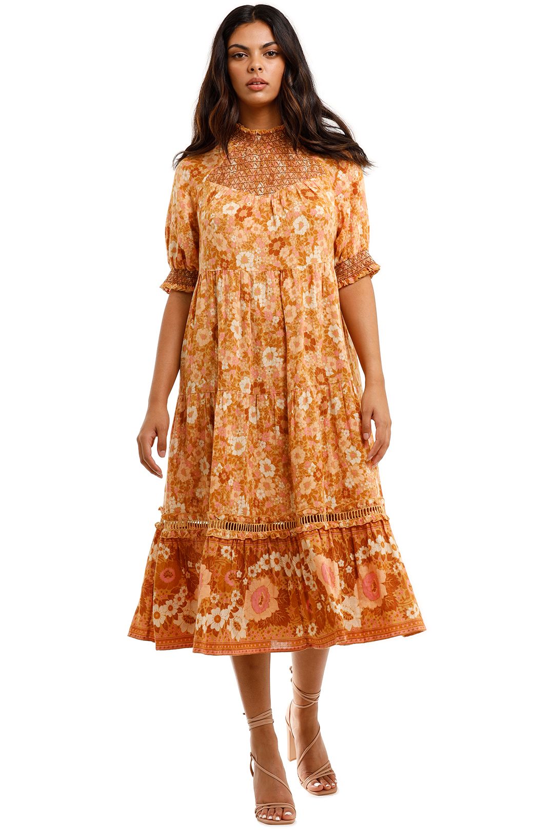 blue dress for baby girl Baltic Born Womens Spell Boho Midi Dress | Blue + Peach Floral main image 0