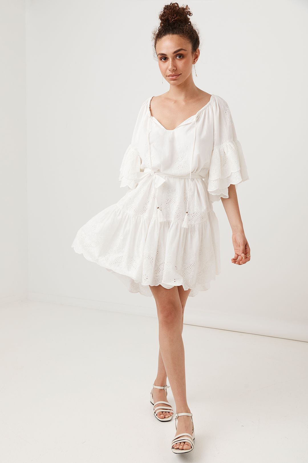 Capulet Frill Smock Dress in White Spell GlamCorner