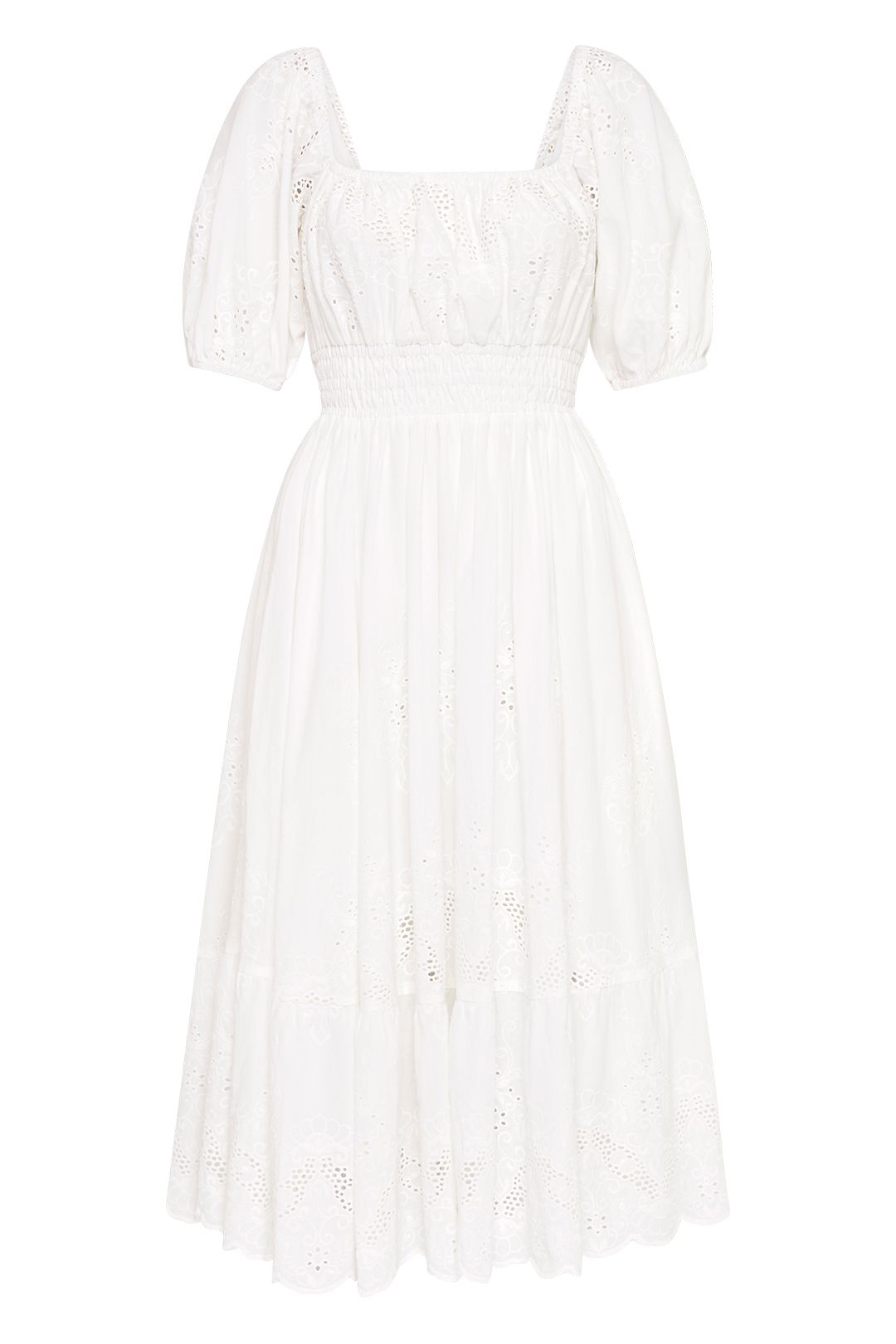 Spell Capulet Broderie Anglaise Soiree Dress White Fit and Flare