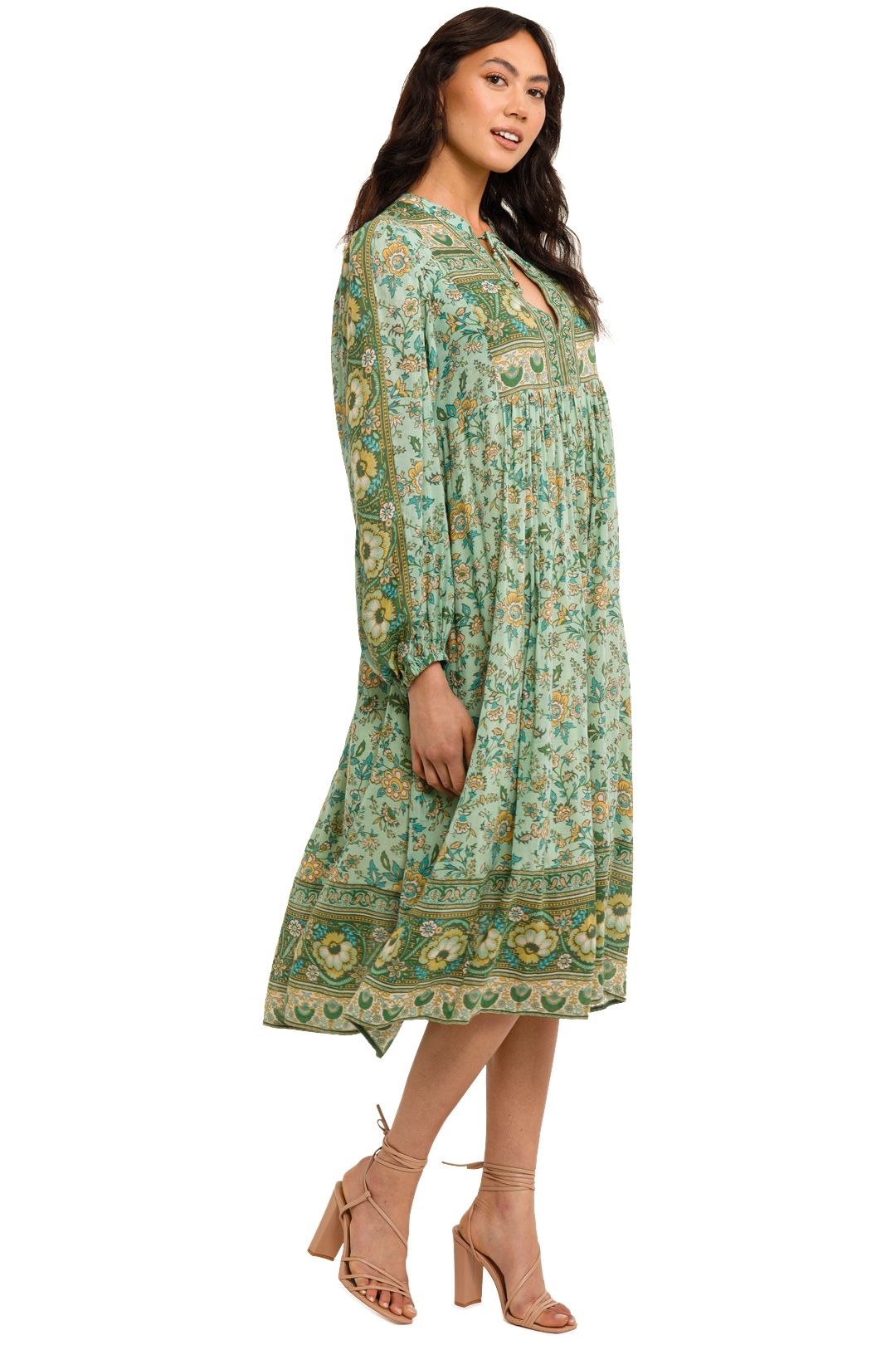 green emerald velvet dress Green floral midi dress with ruffles