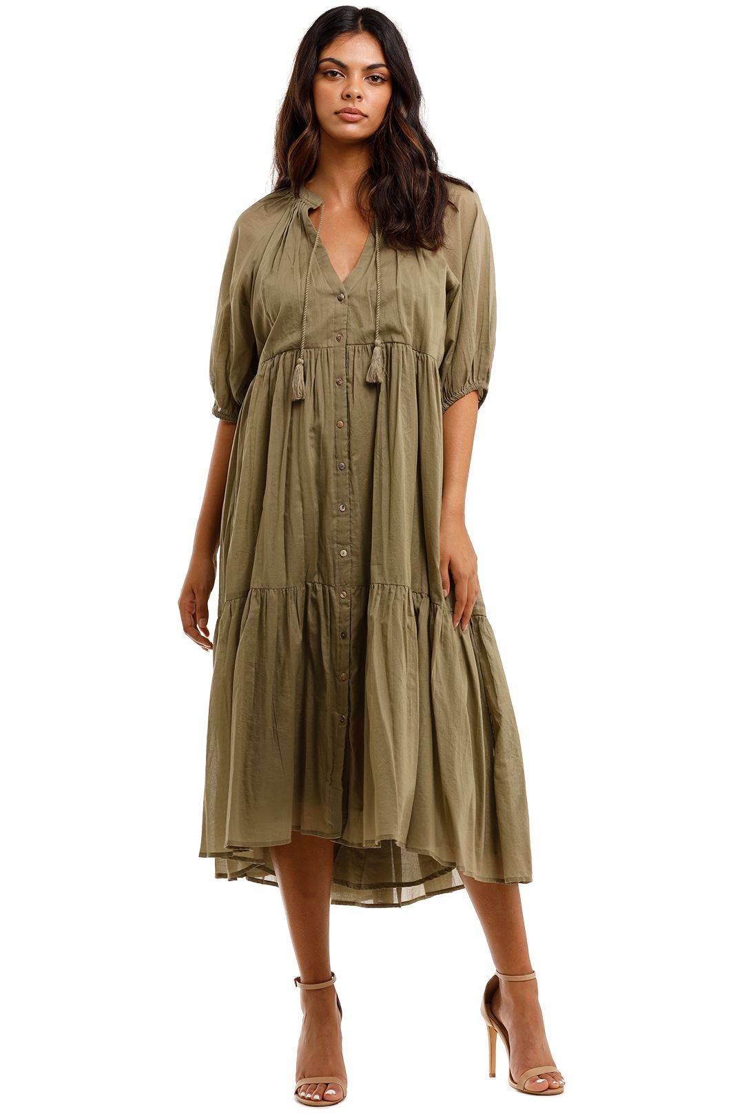 Honey Smock Dress in Olive | Spell | GlamCorner Honey Smock Dress in Olive | Spell | GlamCorner