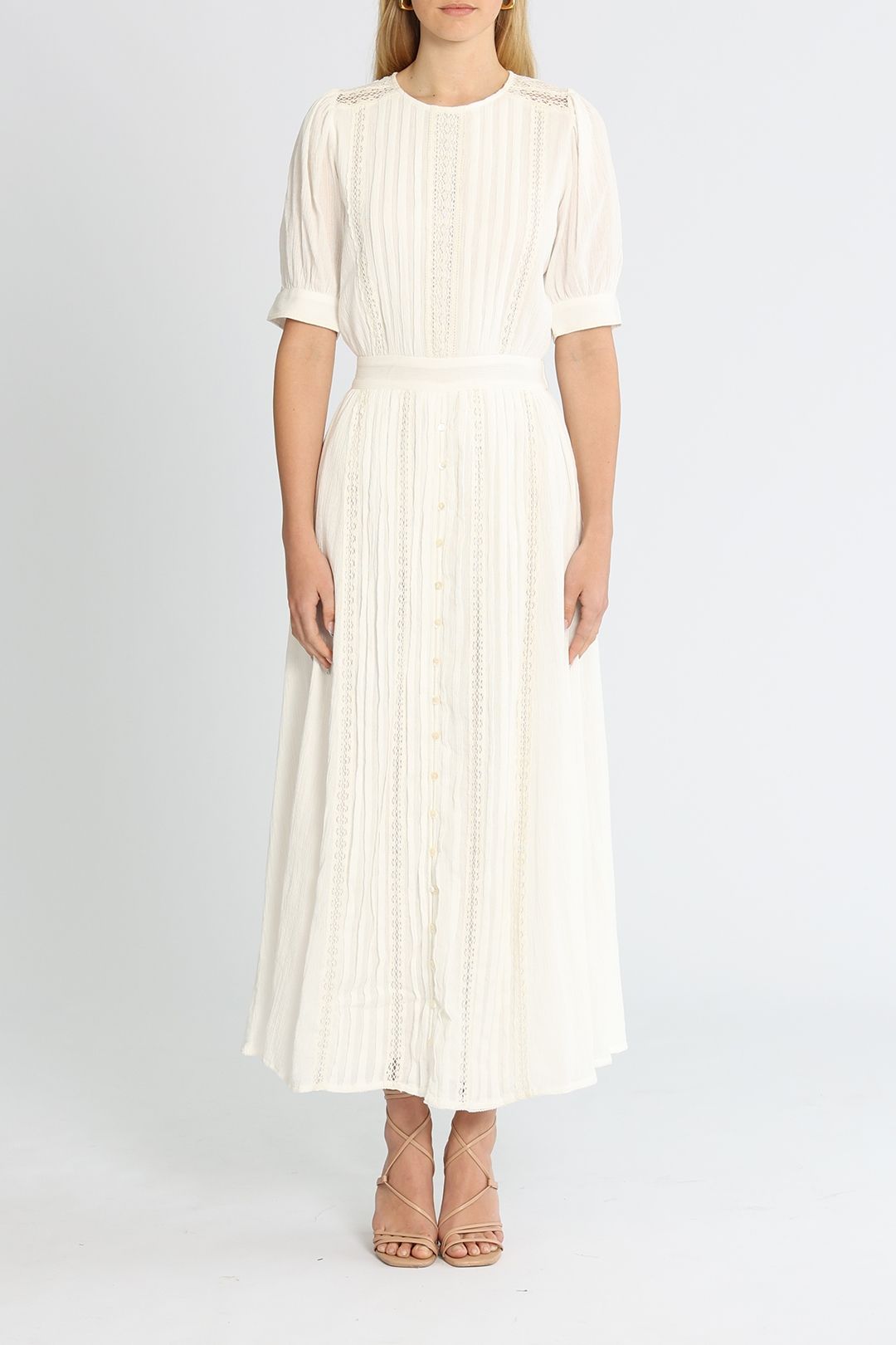 Joyce Apricot Lace Cut Out Midi Dress