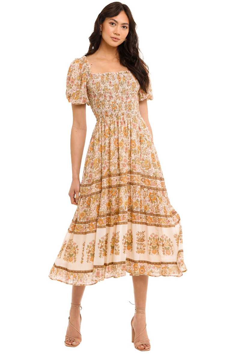 Hire Juniper Shirred Dress in Cream | Spell