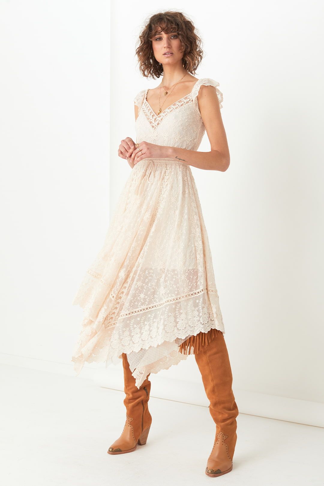 Le Gauze Lace Kerchief Dress | Spell | Glamcorner
