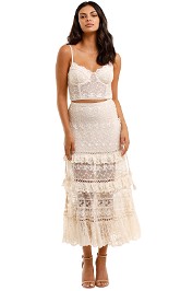 Spell Le Gauze Lace Tiered Skirt and Bustier Set