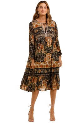 mystic boho dress Mystic Moss Boho Floral Print Maxi Dress Green / S