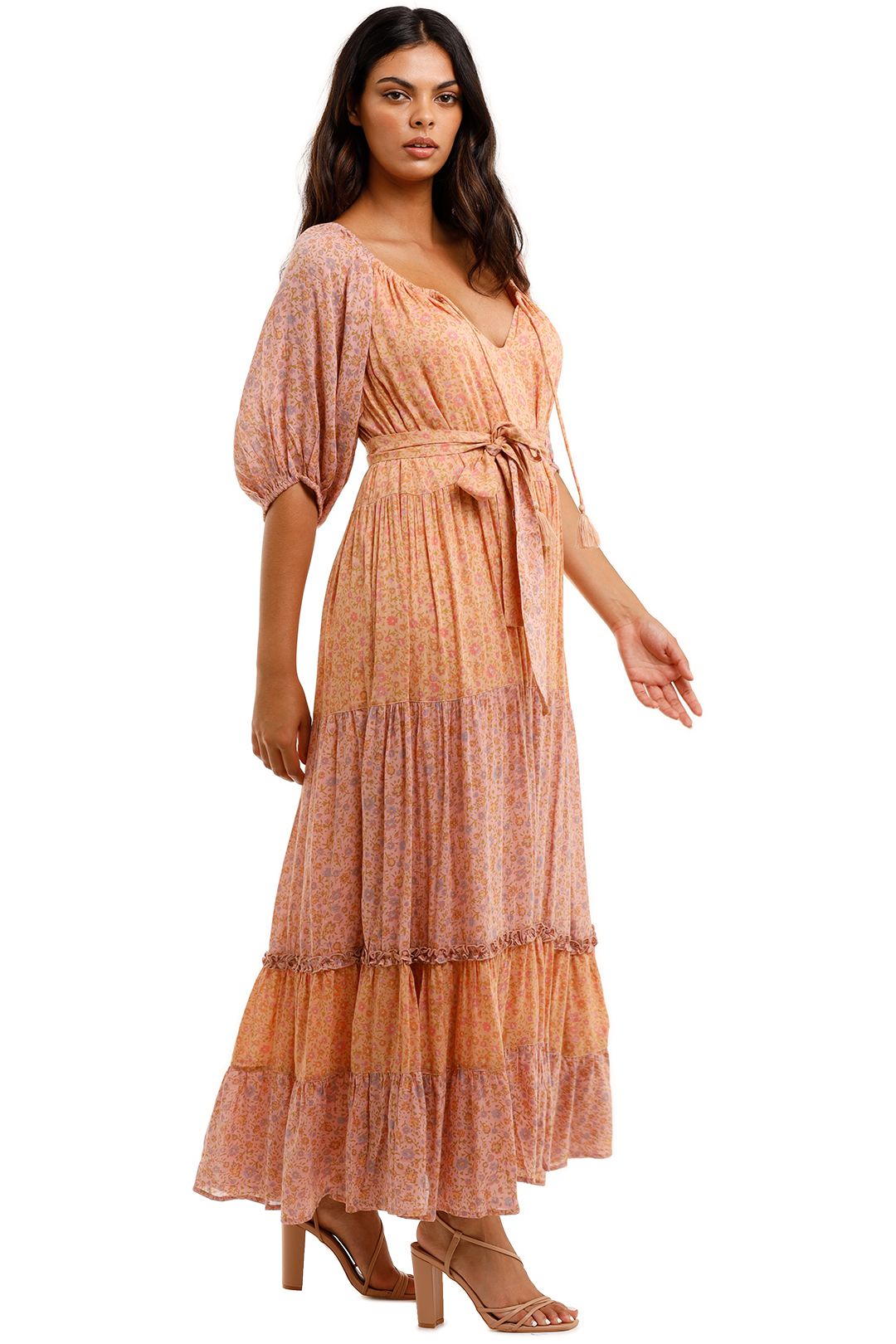 Badgley mischka multi sales printed peach maxi