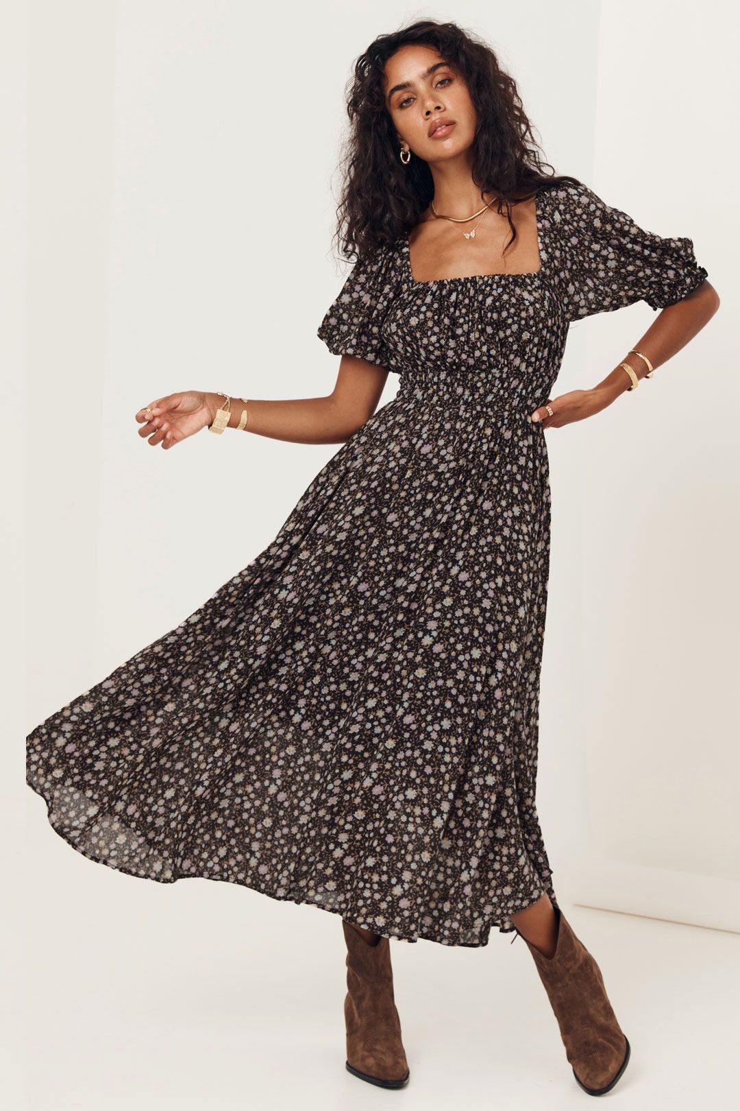 Rae Midi Dress in Black Spell GlamCorner