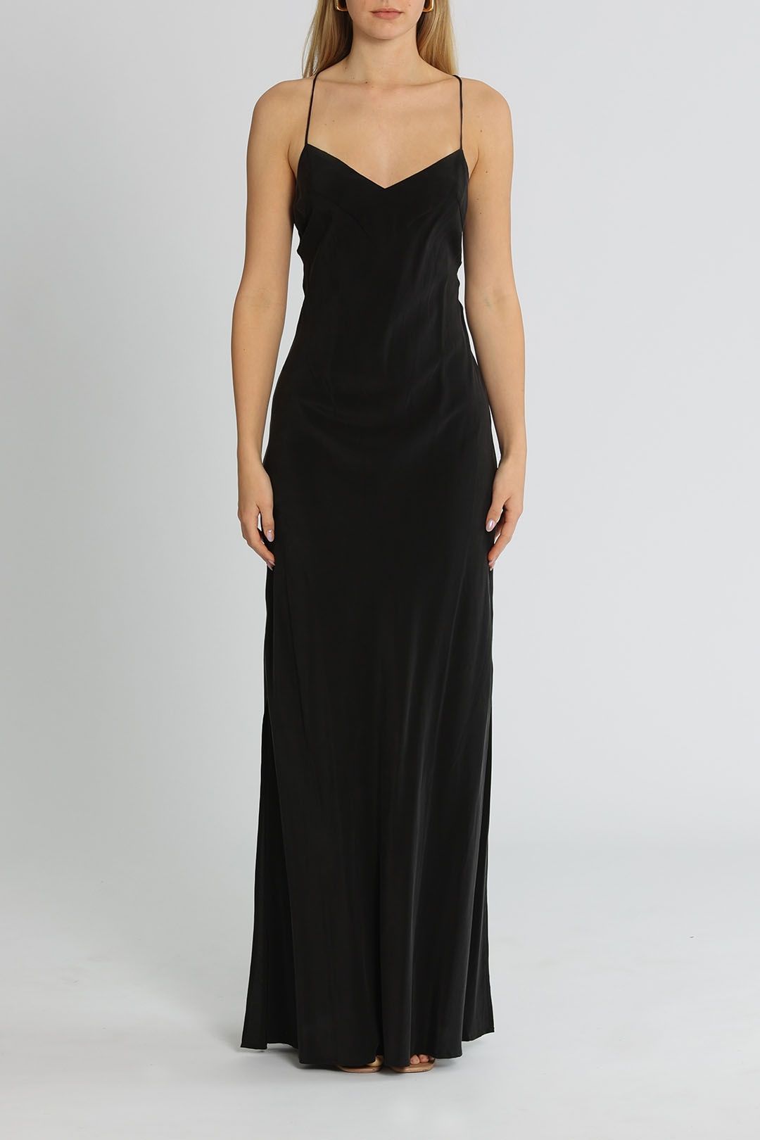 St Agni Bias Cut Silk Dress Black