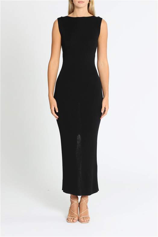 Hire Knit Midi Dress in Black | St Agni | GlamCorner