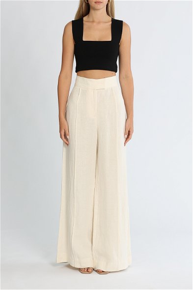 St. Agni  Linen Wide Leg Pants - Ivory