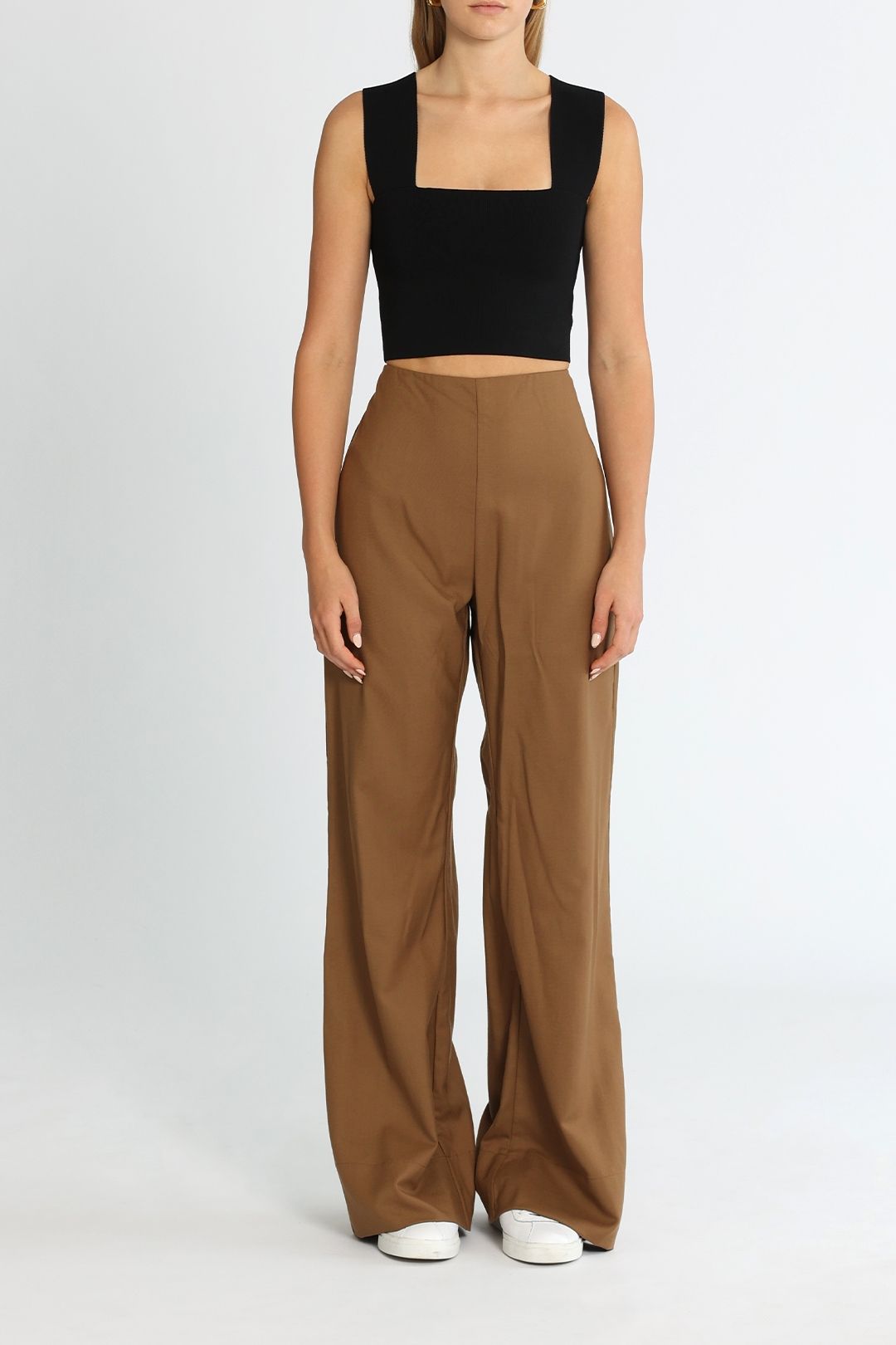 ST AGNI Wide Leg Wool Pant Truffle