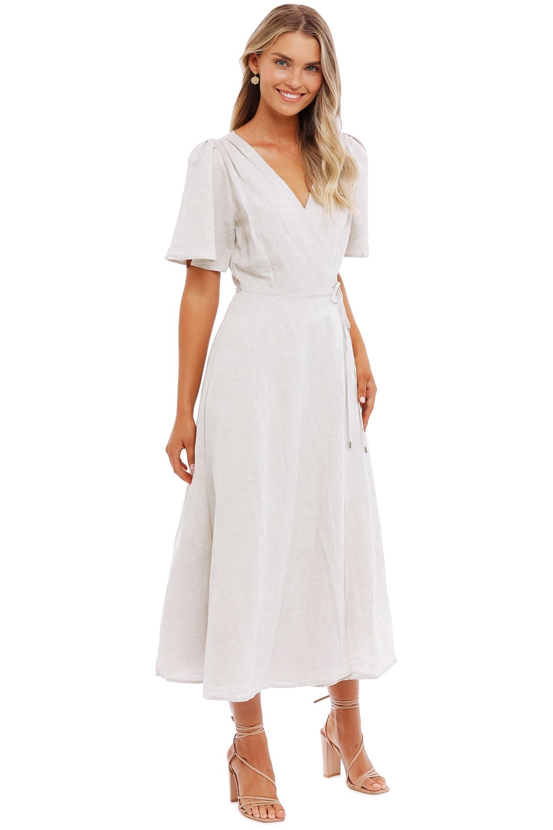 Cream wrap midi dress online