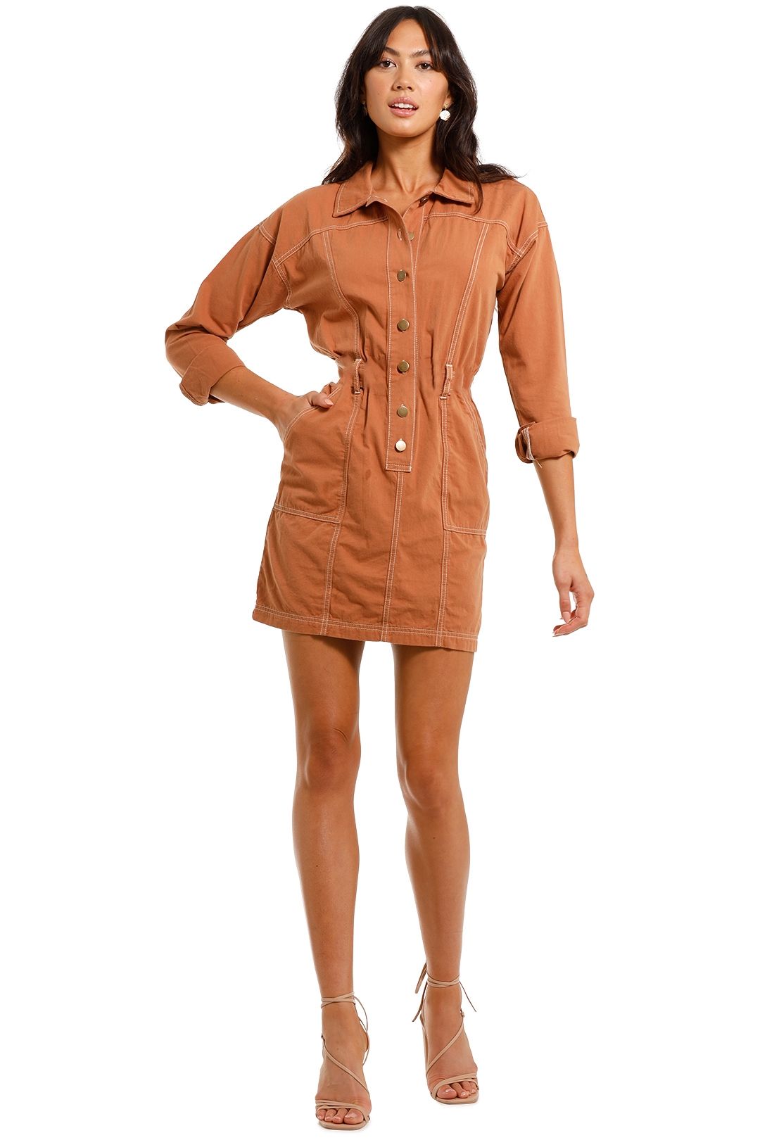 Hire Arcadia Mini Dress in Terracotta Staple The Label GlamCorner