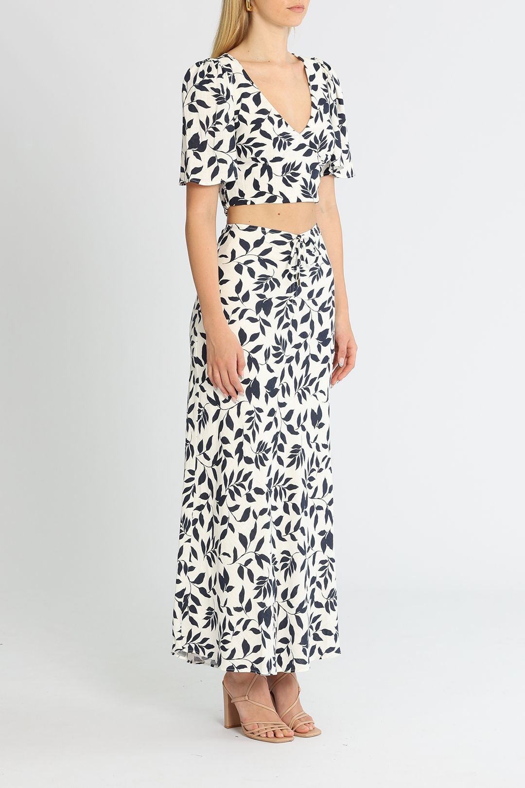 Staple the Label Evelyn Crop Blouse and Midi Skirt Set Tropical Print