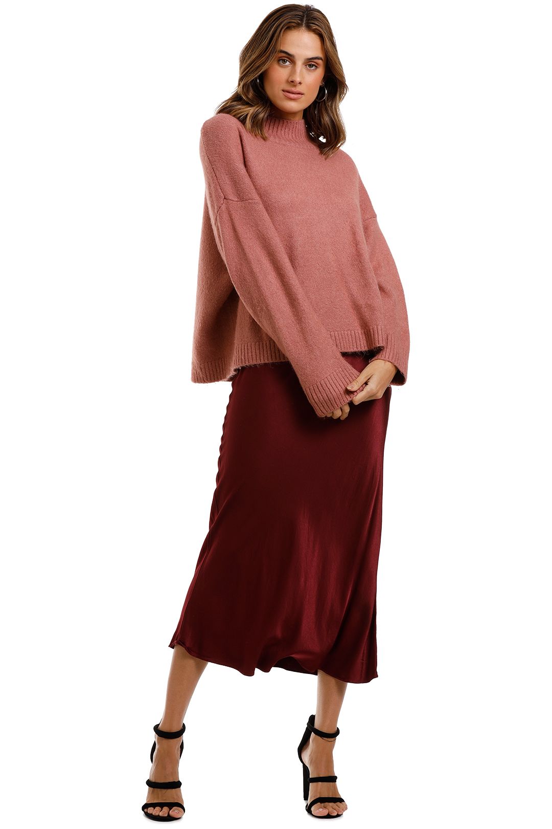 Staple The Label Mock Neck Jumper Rose