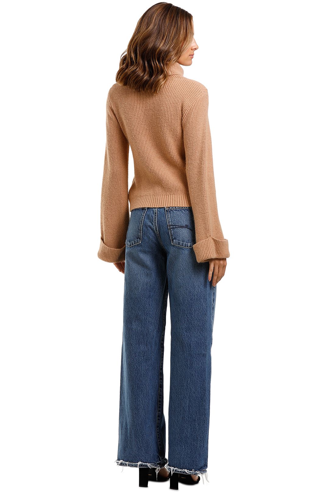 Staple The Label Ribbed Roll Neck Fawn Knit