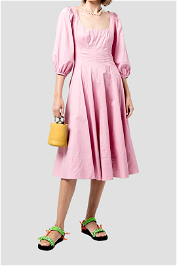 Staud Pink Scoop Neckline Midi Dress