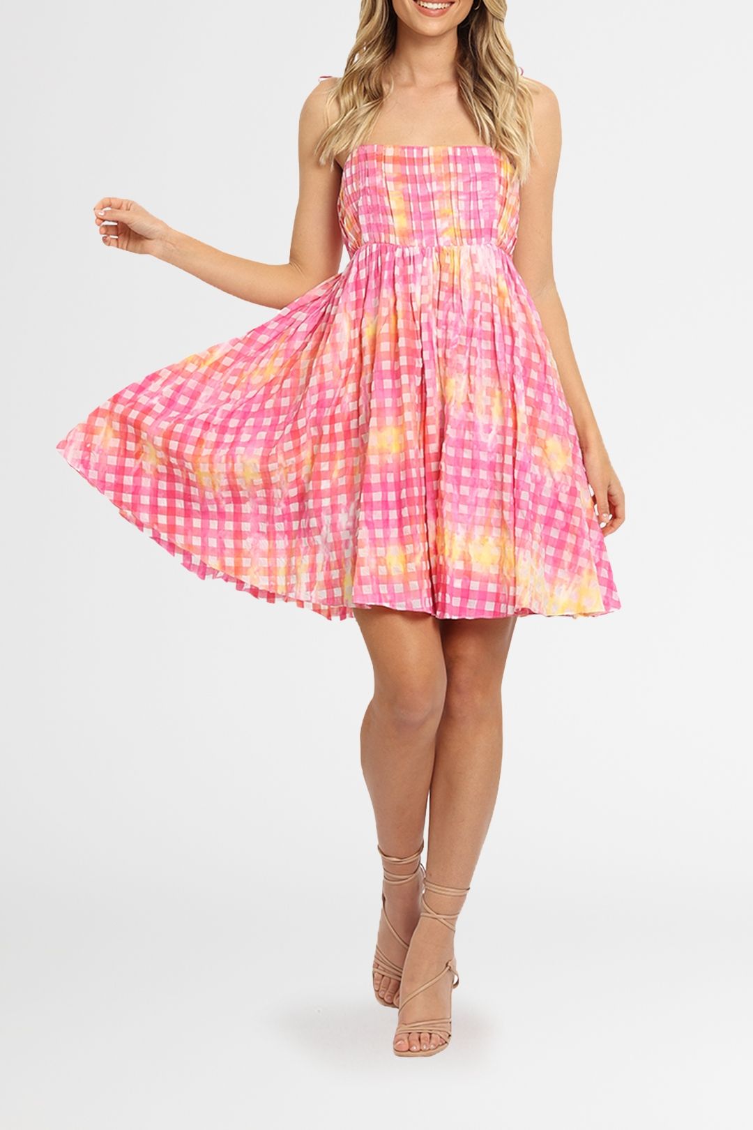 steele pink gingham dress Steele - Lyla Dress - Pink