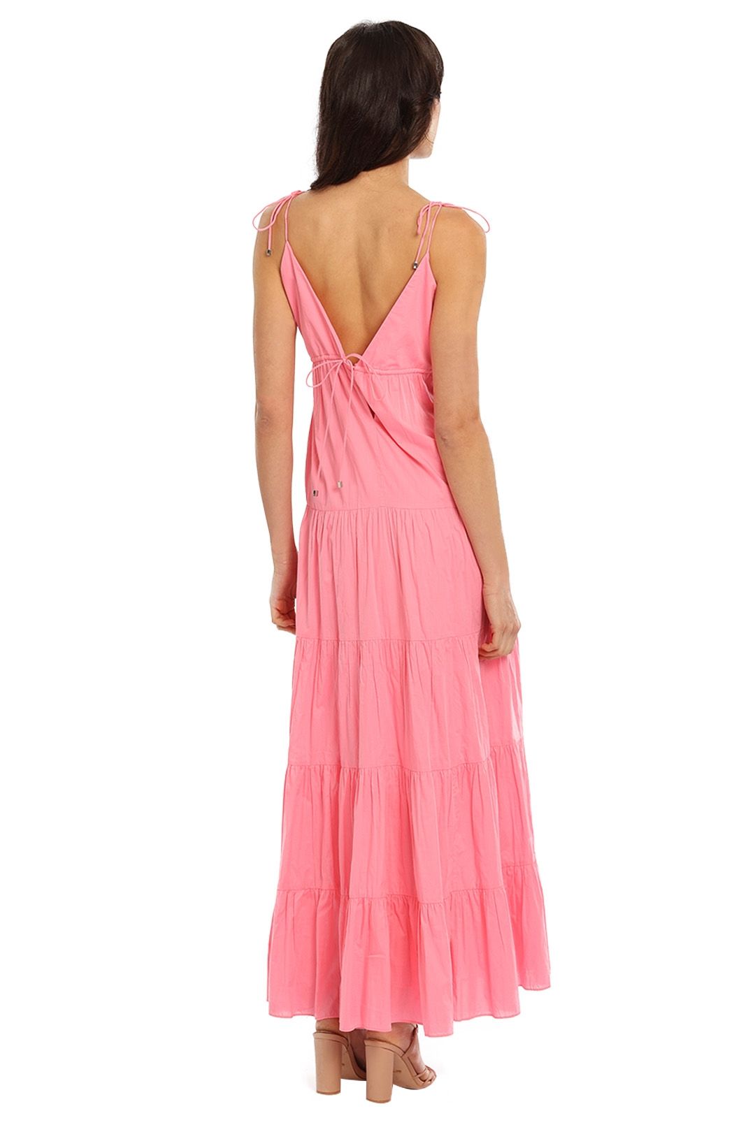 Solid Camellia Rose Cotton Silk Dress For Women