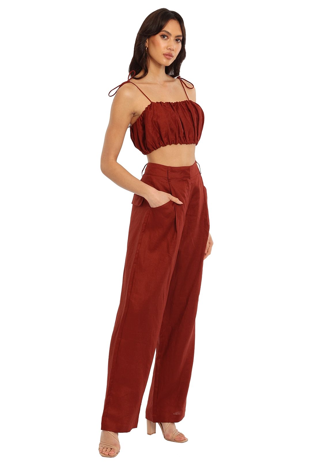 Steele Cyprus Top and Tommy Pant Set Dark Red