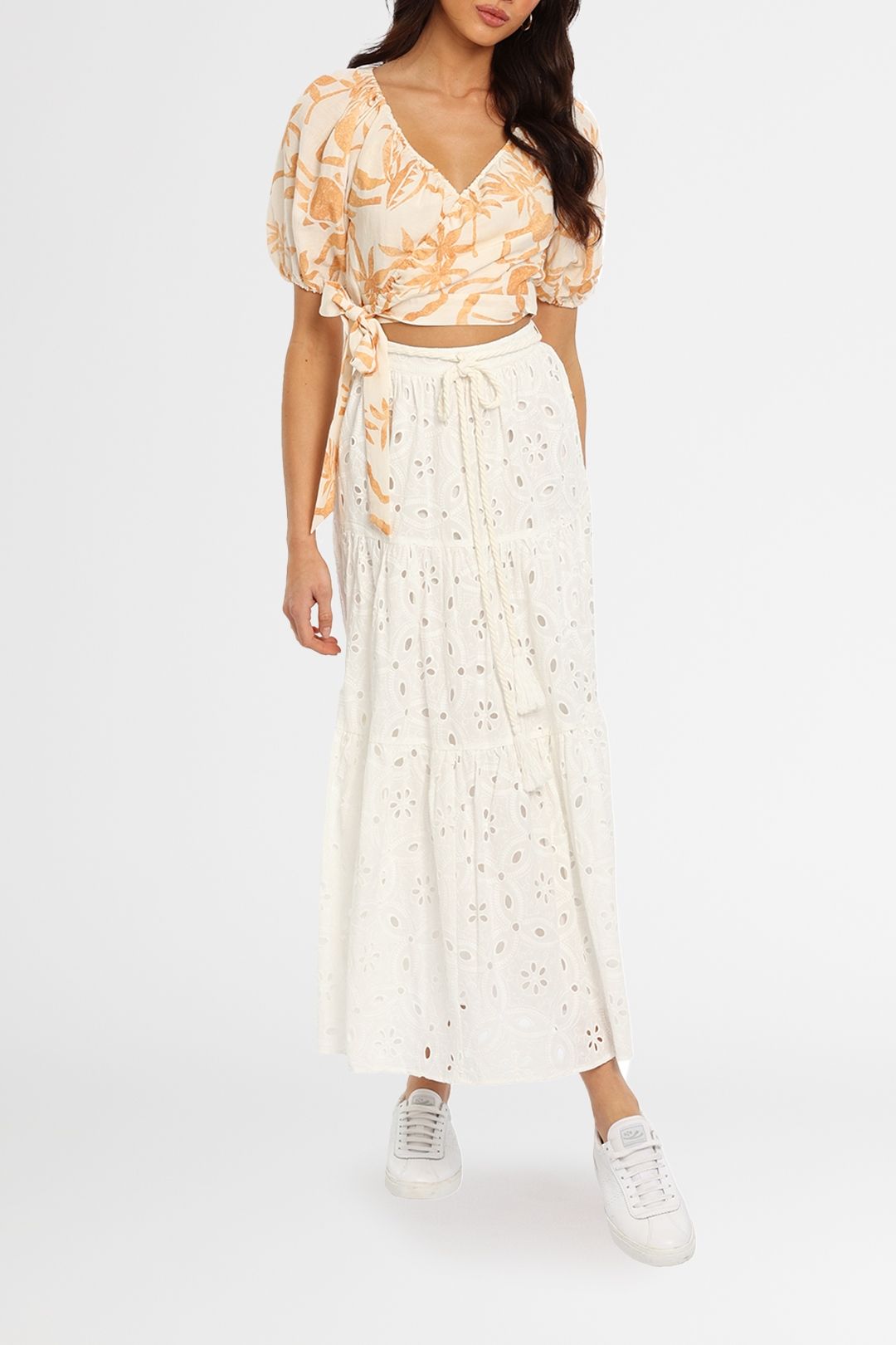 Murphy Crop Steele tropical print