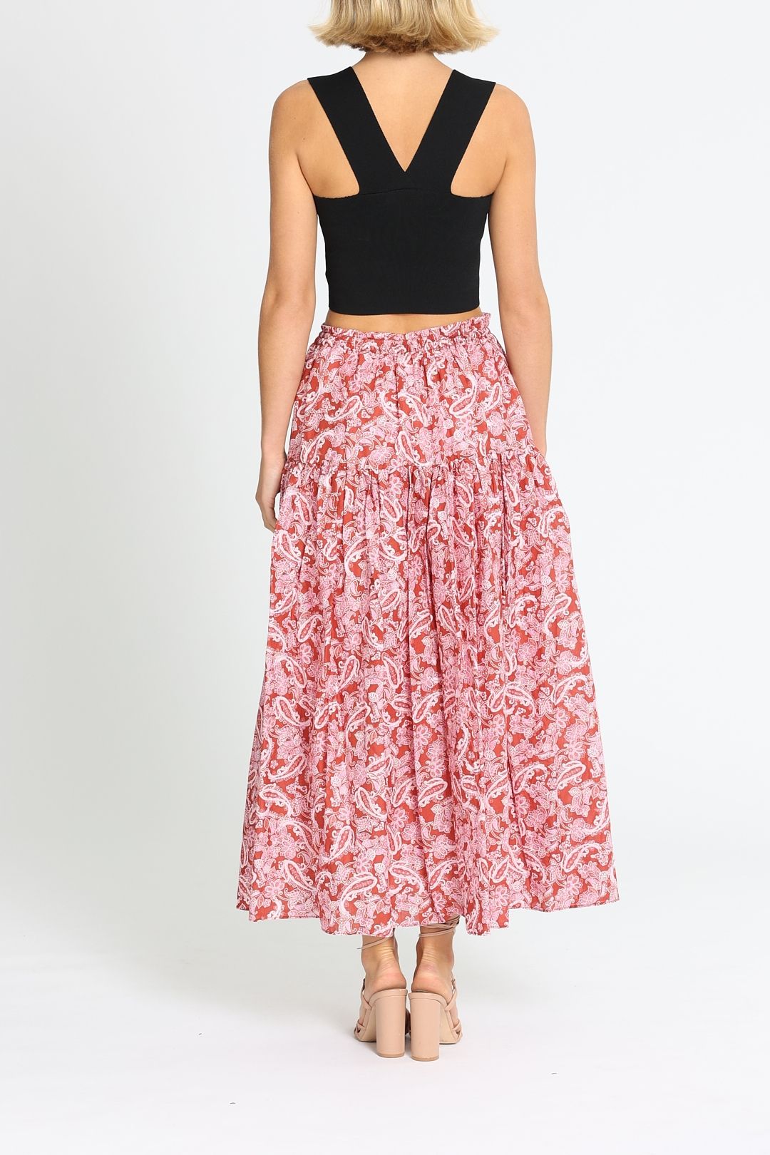 Steele Robin Skirt Chestnut Paisley Tiered Skirt