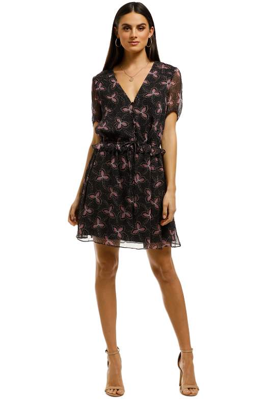 wrap floral midi dress Women's Retro Polka Dot V Neck Short Sleeve Ruffle Wrap Midi Dress, Red / S