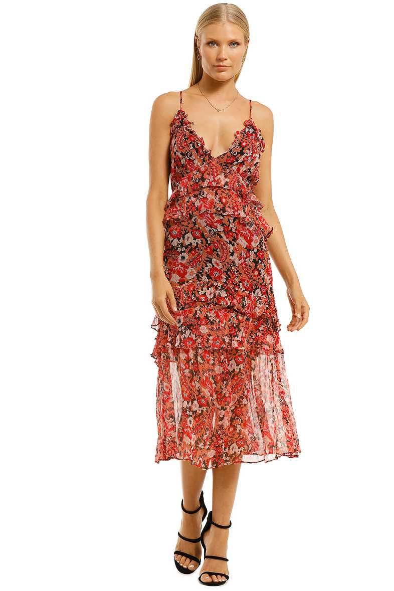 stevie may french vanilla midi dress PAIGE Calabasas Floral Tiered Ruffle Maxi Dress 10 A-Line Boho Cottagecore NWT