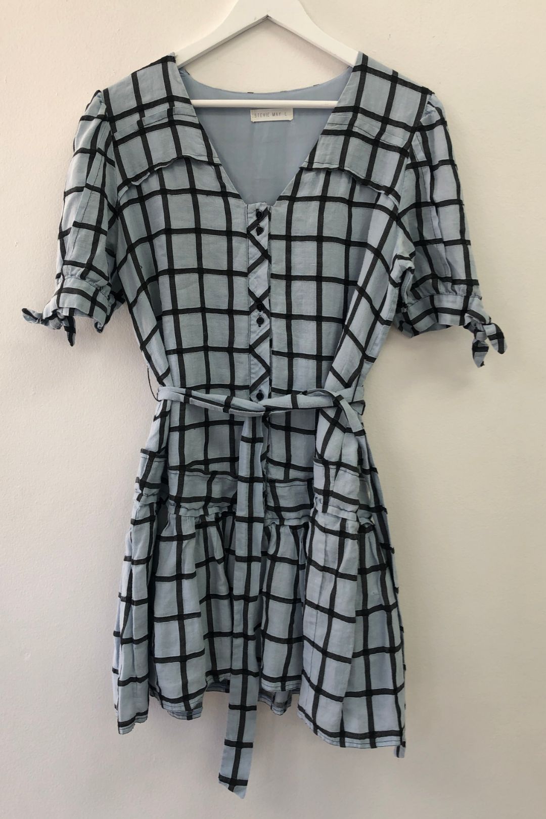 Stevie May Manners Aqua Large Check Mini Dress