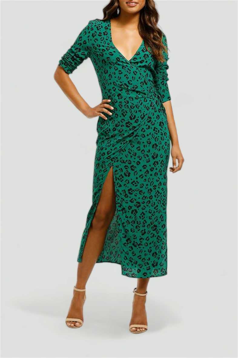 suboo green dress SUBOO - THETA ROUCHED MIDI DRESS main image 0
