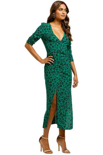 slim fit dress slacks Green Leopard Print High Neck Dress – Ro&Zo main image 0