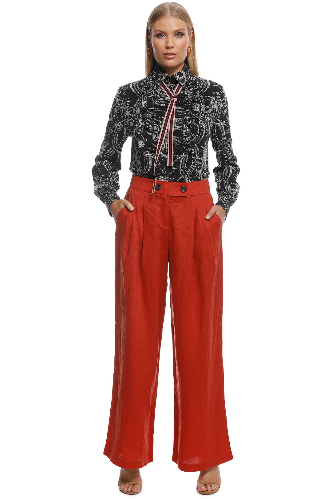 Rust linen pants top
