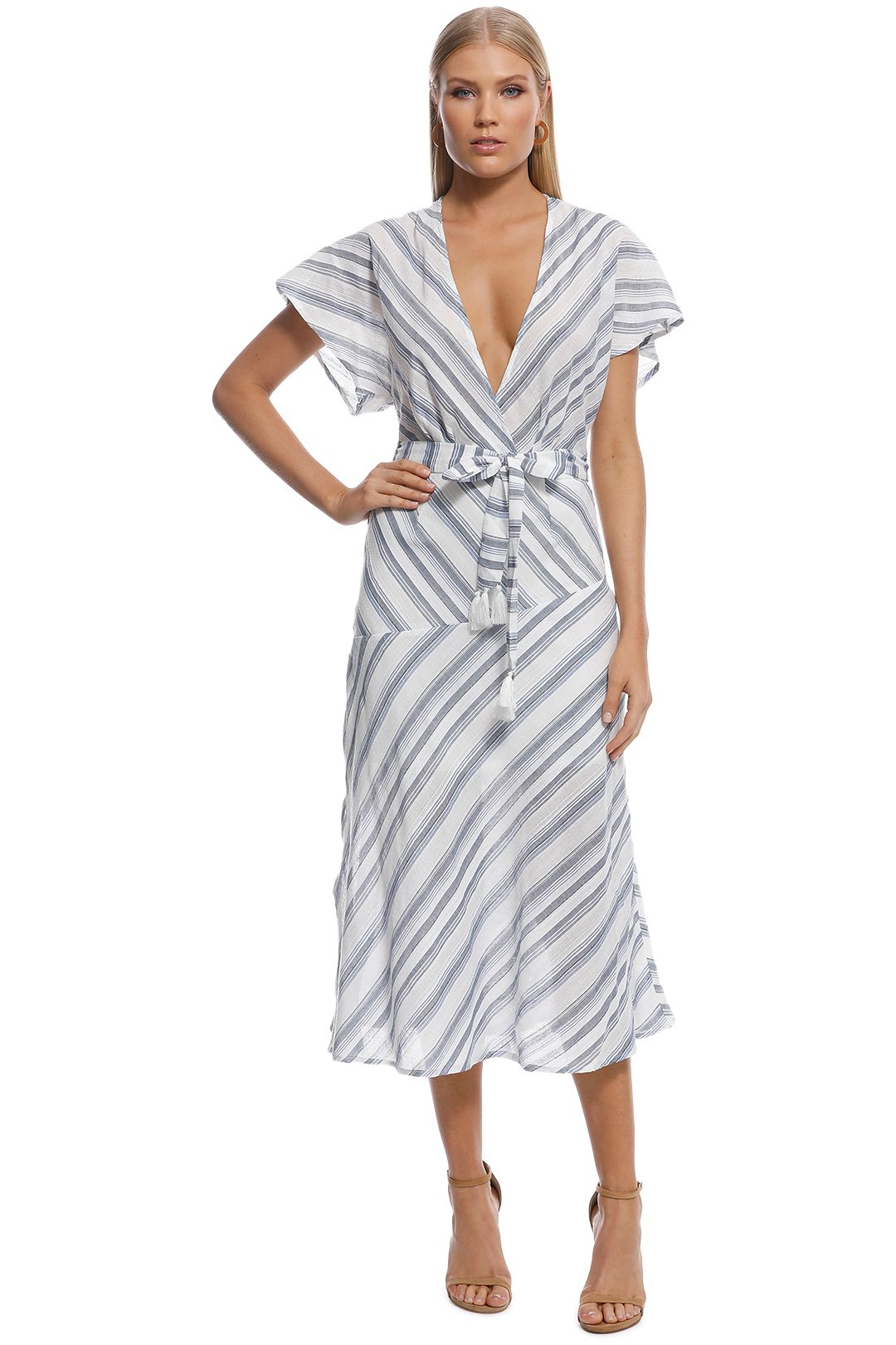 Suboo - Shoreline Midi Dress - Blue White - Front