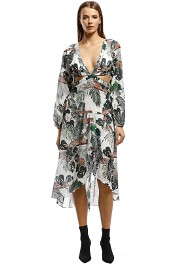 Suboo - Xenia Cut Out Balloon Sleeve Dress - Tropical Print - Front