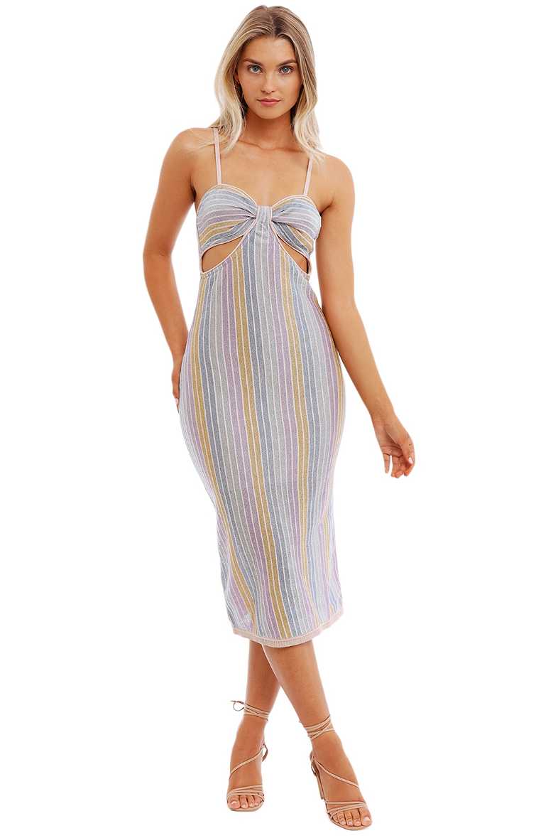 Hire Elise Cutout Dress in Lilac Stripe Metallic | Suboo | GlamCorner
