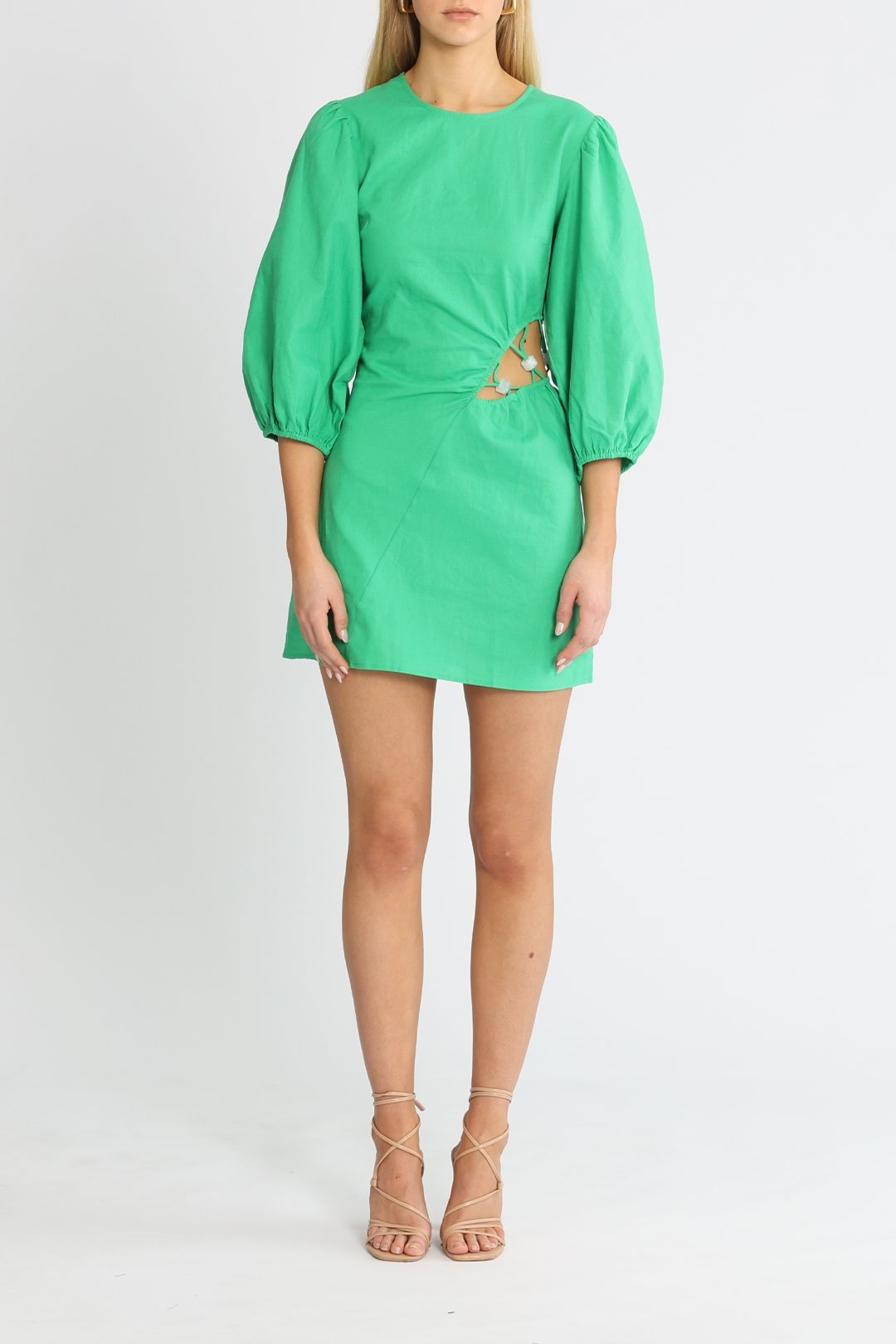 Elodie Bow Lace-Up Cotton Mini Dress