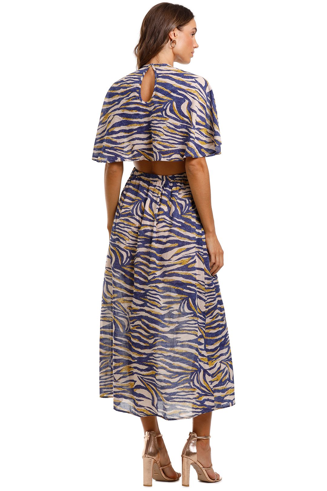 Suboo Into The Wilds Cape Dress Animal Print Open Back