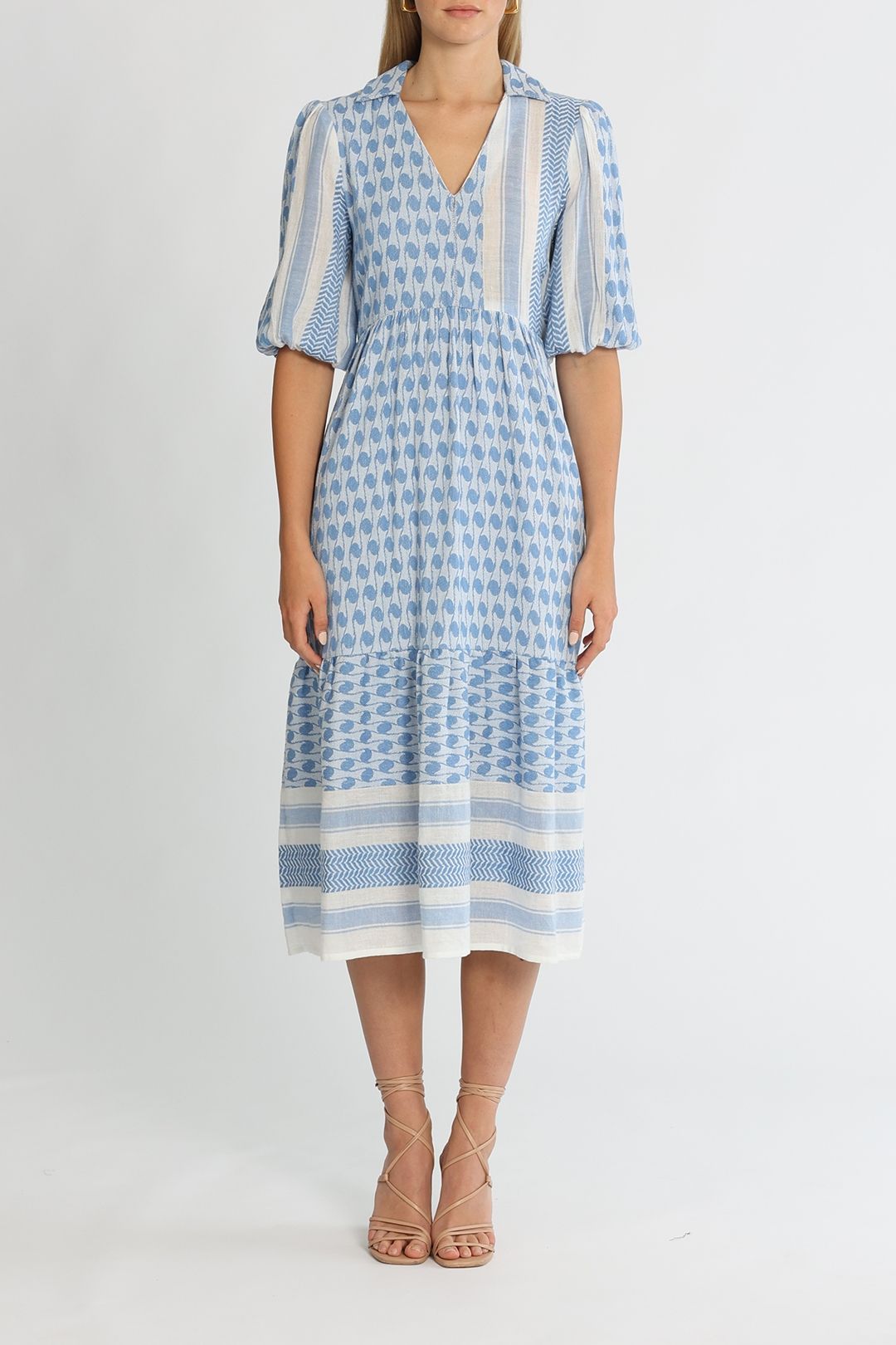 Summery Copenhagen Lax Short Sleeve Midi Dress 424 Provence